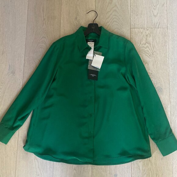 Max Mara - 100% Silk shirt, Emerald Green, Size 6 US - Picture 7 of 9